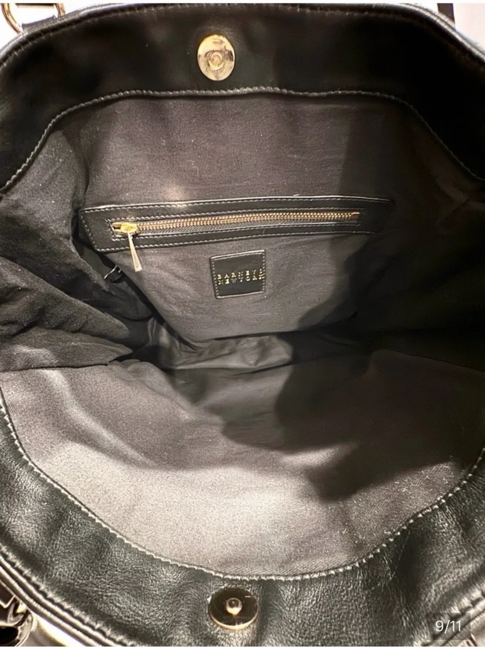 Barneys New York Black Leather Top-Handle Tote